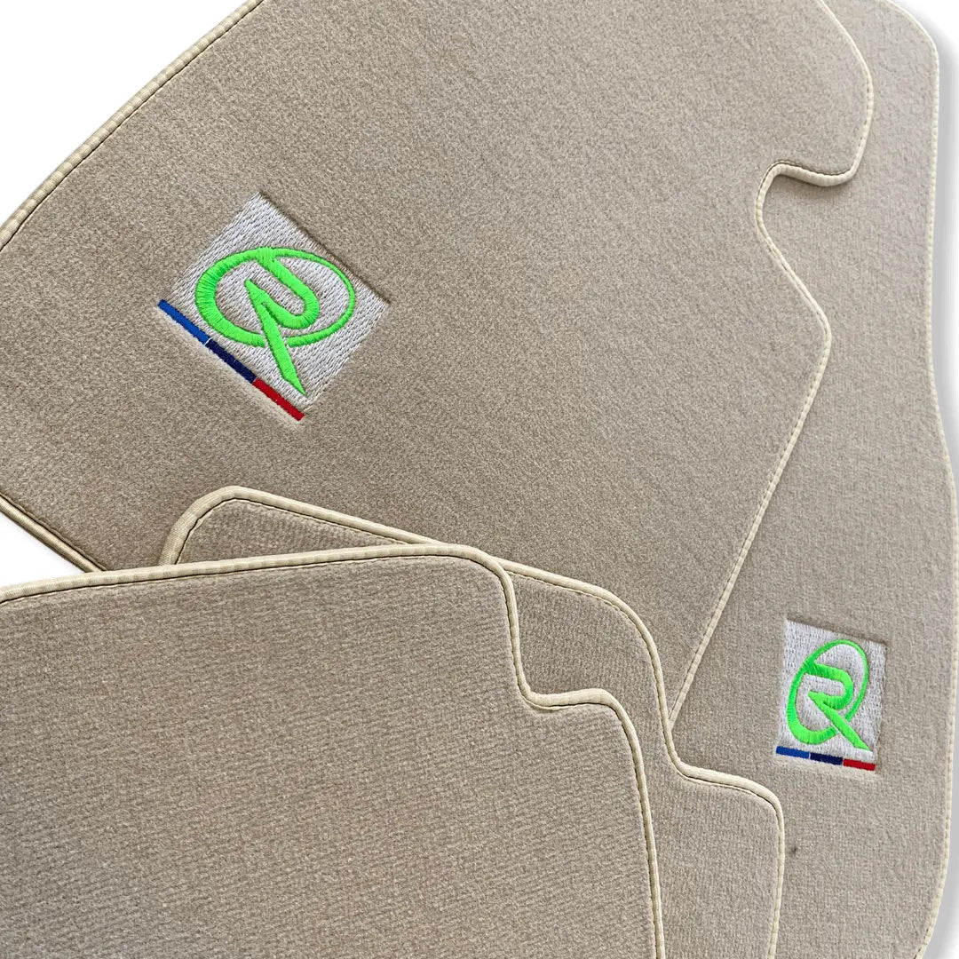 Beige Floor Mats For BMW 7 Series E66 ROVBUT Brand Tailored Set Perfect Fit Green SNIP Collection - AutoWin