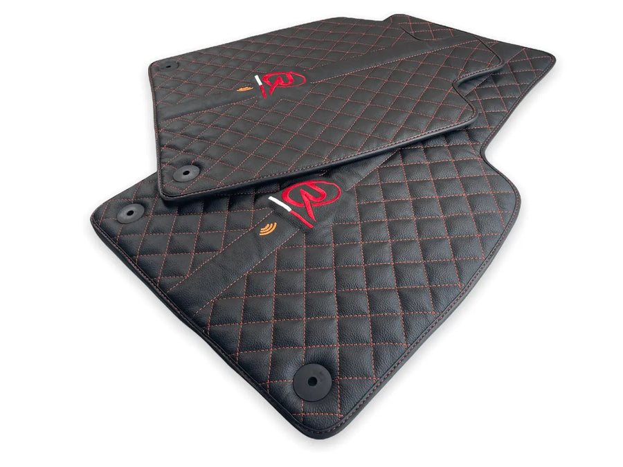 Black Leather Floor Mats for Audi R8 2015-2023 - AutoWin