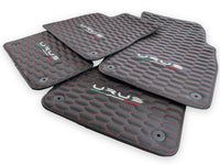 Floor Mats For Lamborghini Urus Leather Red Stitching - AutoWin