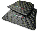Floor Mats for Lamborghini Aventador Carbon Fiber Leather Yellow Stitching - AutoWin