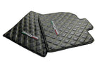 Floor Mats for Lamborghini Aventador Carbon Fiber Leather Yellow Stitching - AutoWin