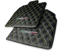 Floor Mats for Lamborghini Aventador Carbon Fiber Leather Yellow Stitching - AutoWin