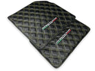 Floor Mats for Lamborghini Aventador Carbon Fiber Leather Yellow Stitching - AutoWin