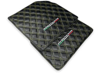Floor Mats for Lamborghini Aventador Carbon Fiber Leather Yellow Stitching - AutoWin