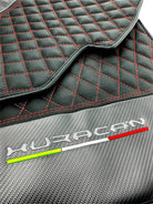 Floor Mats for Lamborghini Huracan Leather With Italian Flag and Huracan Logo - AutoWin