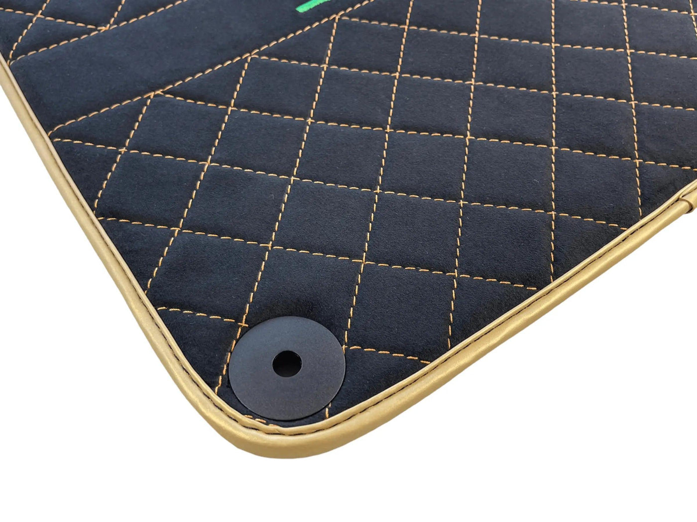 Floor Mats for Lamborghini Huracan Perfomante Alcantara Leather Gold Trim - AutoWin