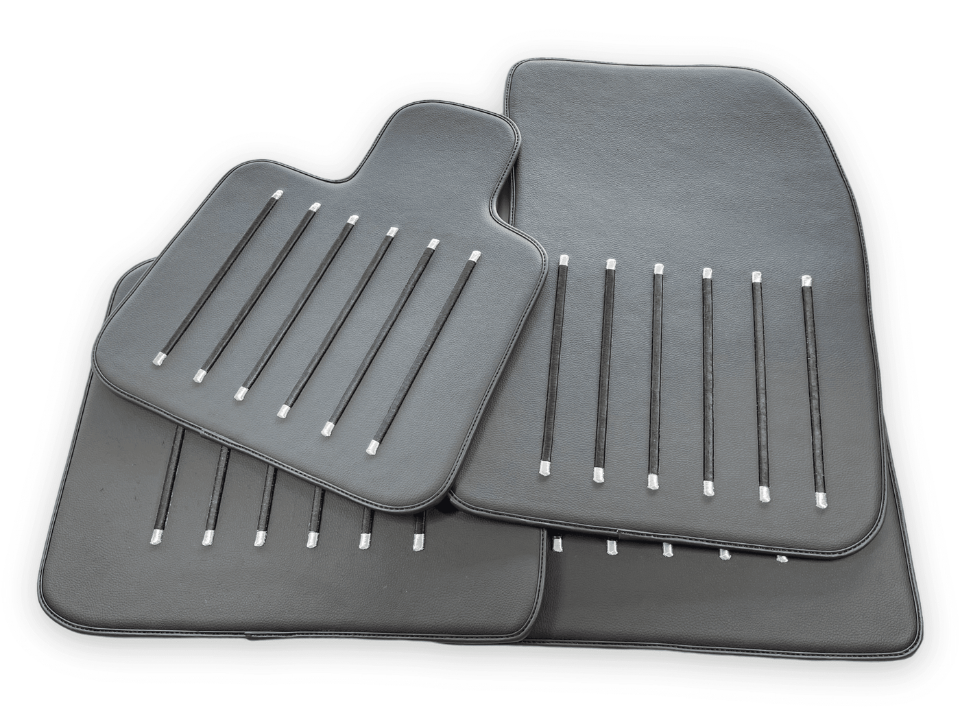 Leather Floor Mats For Rolls Royce Black Badge Ghost Series II (2021-2024) Black - AutoWin