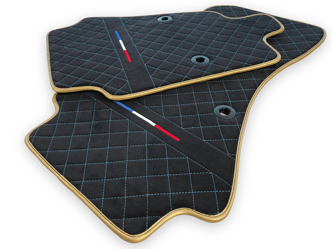 Floor Mats For Bugatti Chiron Alcantara Leather Gold Edition - AutoWin