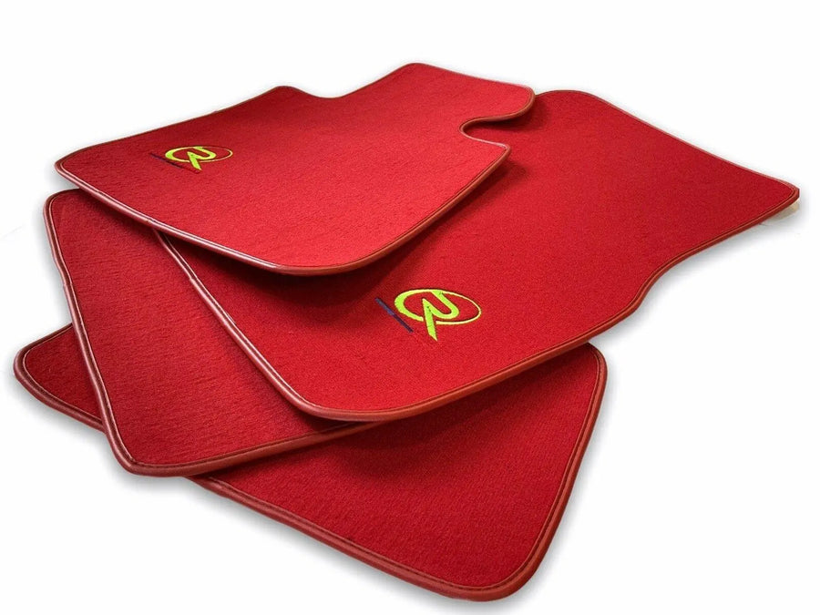 Red Floor Mats For BMW 5 Series E60 ROVBUT Brand Tailored Set Perfect Fit Green SNIP Collection - AutoWin