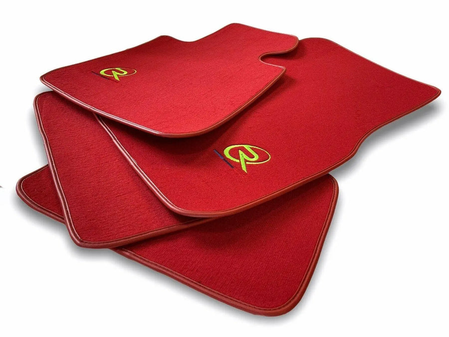 Red Floor Mats For BMW 7 Series E65 ROVBUT Brand Tailored Set Perfect Fit Green SNIP Collection - AutoWin