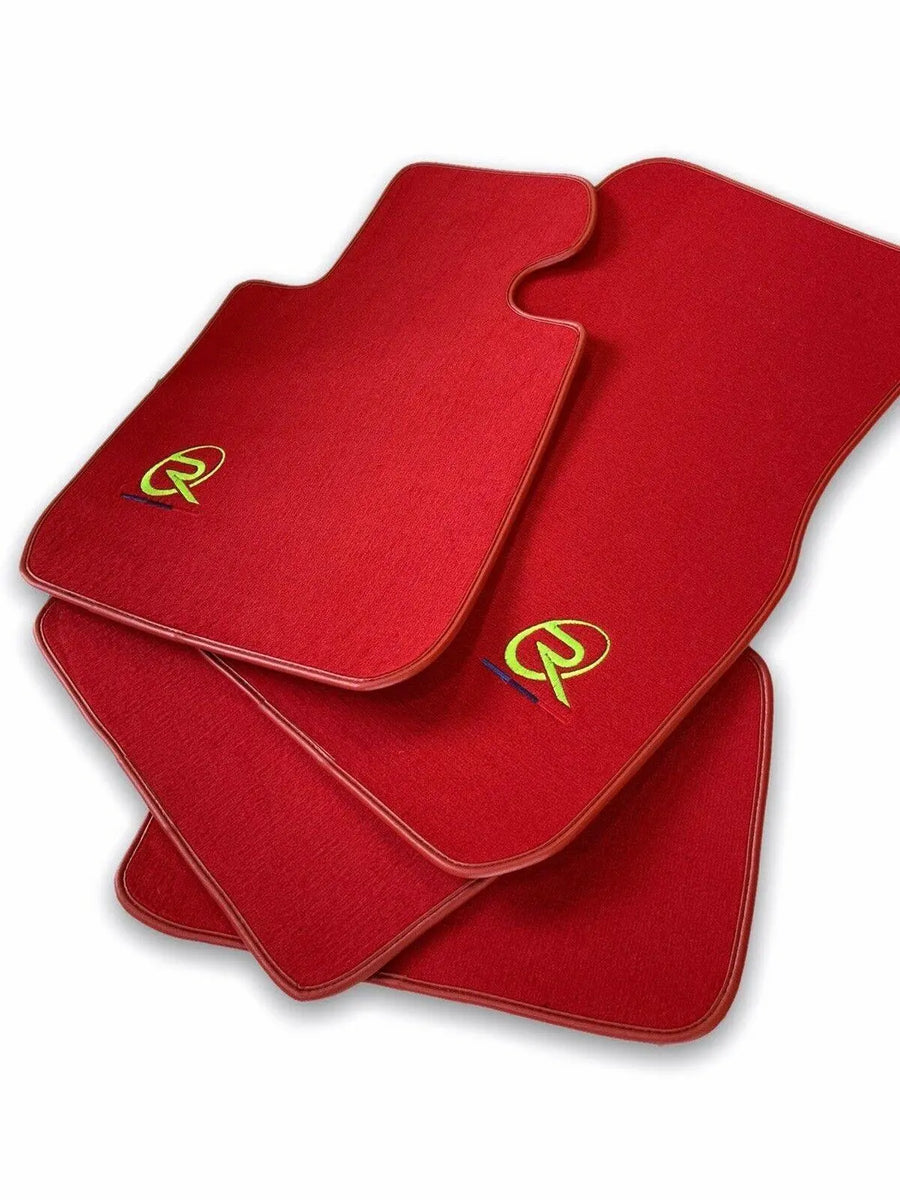Red Floor Mats For BMW iX (2022-2024) ROVBUT Brand Tailored Set Perfect Fit Green SNIP Collection - AutoWin