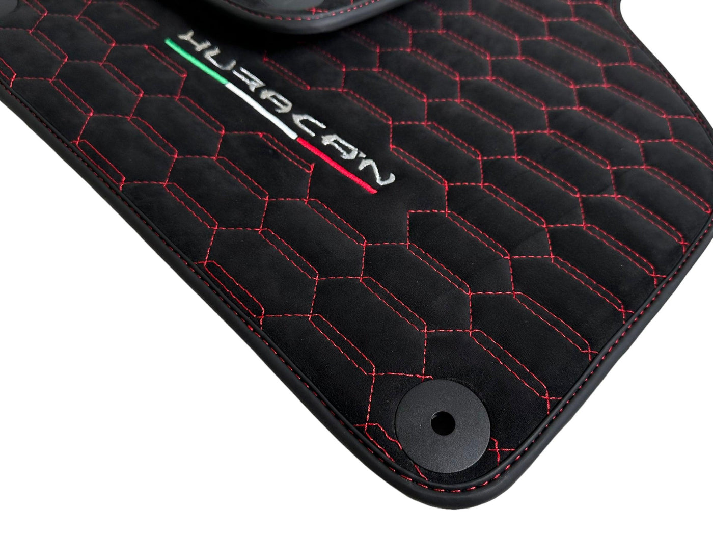 Alcantara Floor Mats for Lamborghini Huracan Red Sewing - AutoWin
