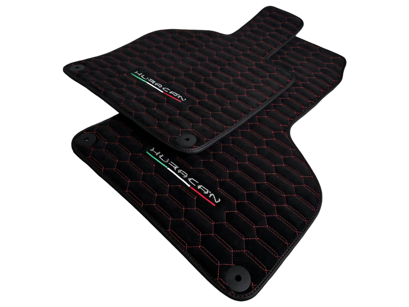 Alcantara Floor Mats for Lamborghini Huracan Red Sewing - AutoWin
