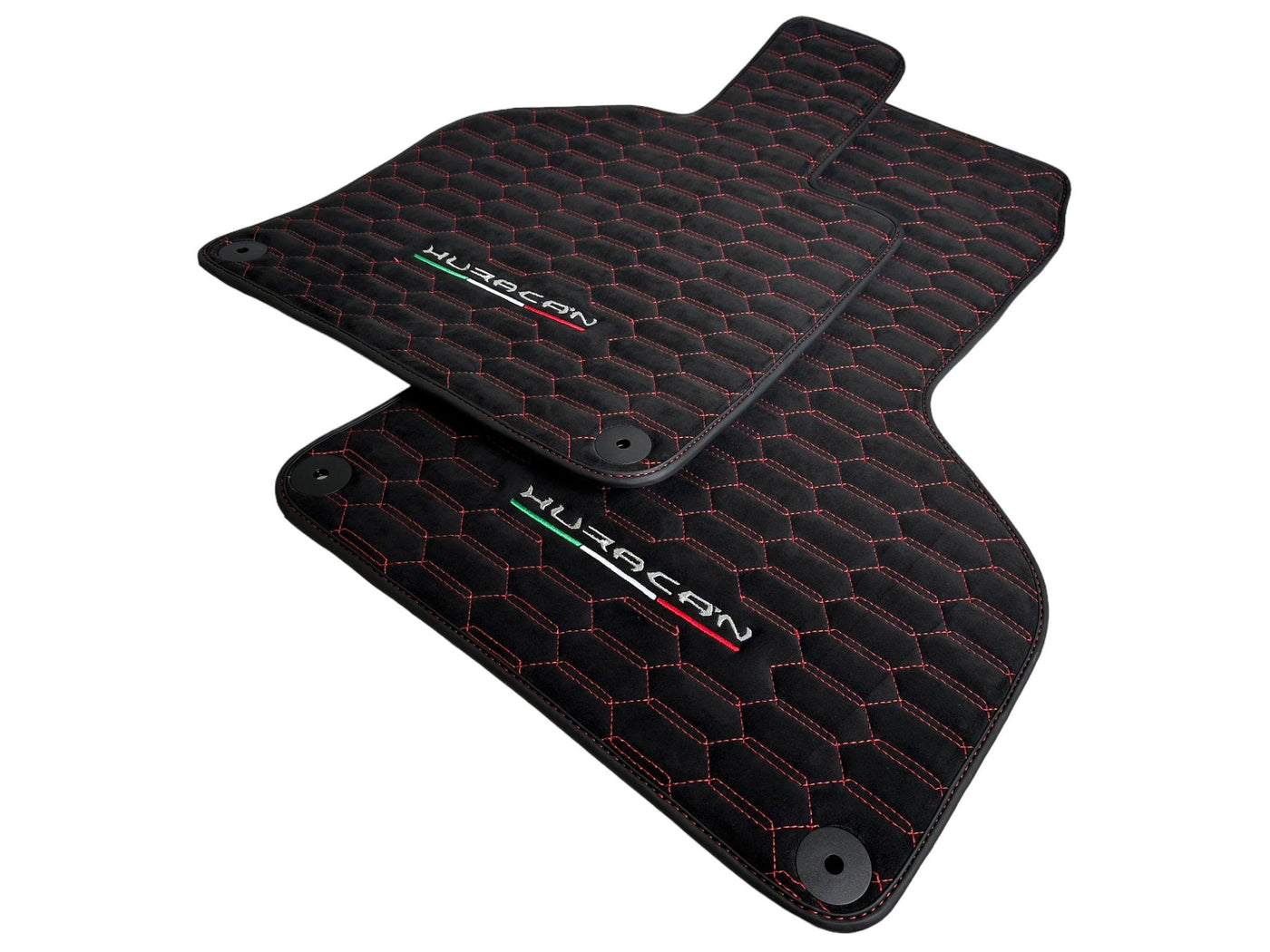 Alcantara Floor Mats for Lamborghini Huracan Red Sewing - AutoWin