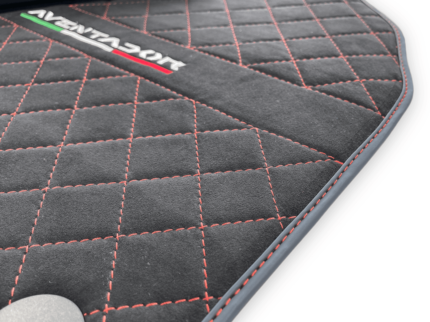 Alcantara Leather Floor Mats For Lamborghini Aventador | Red Stitching - AutoWin