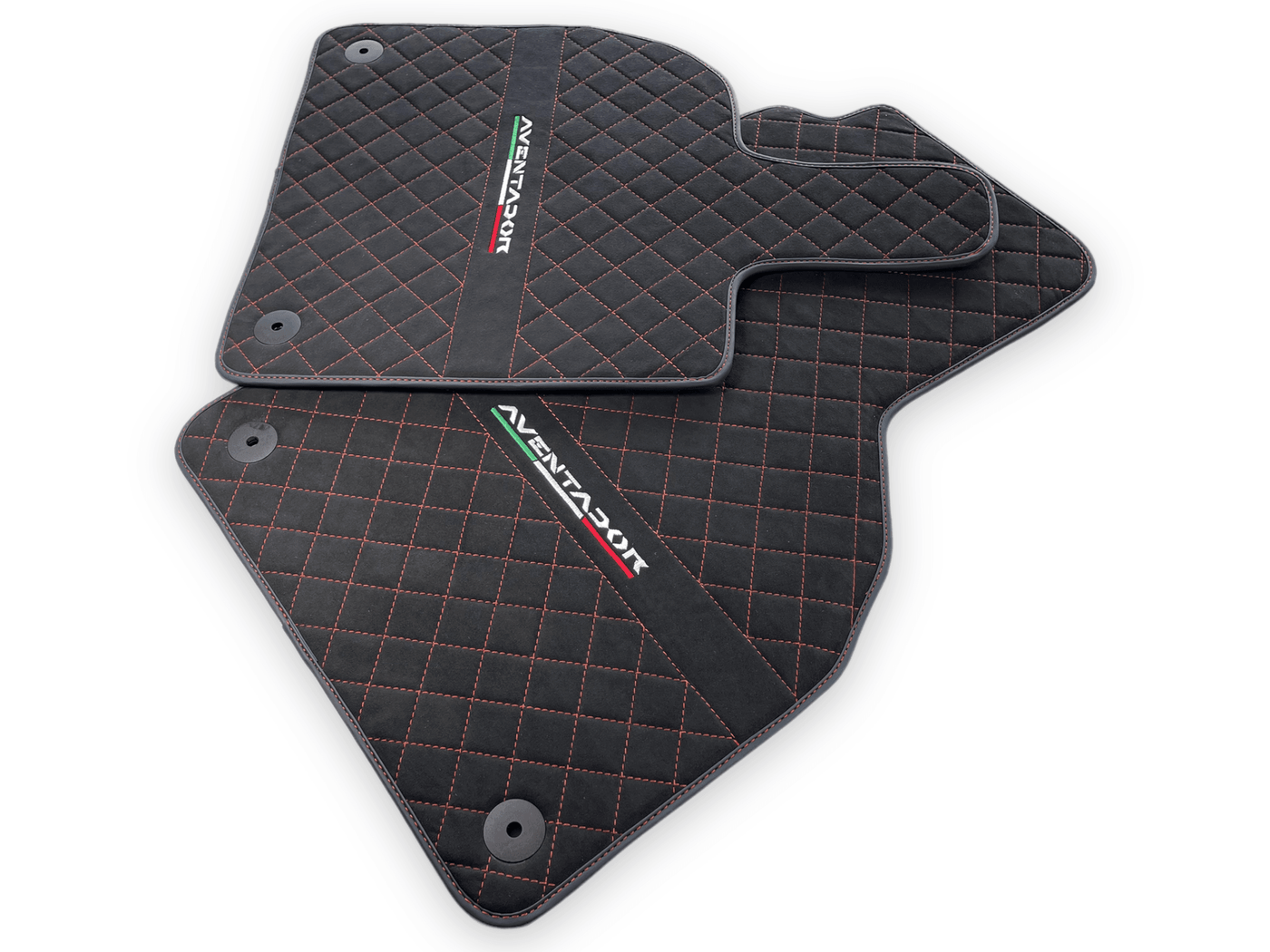 Alcantara Leather Floor Mats For Lamborghini Aventador | Red Stitching - AutoWin