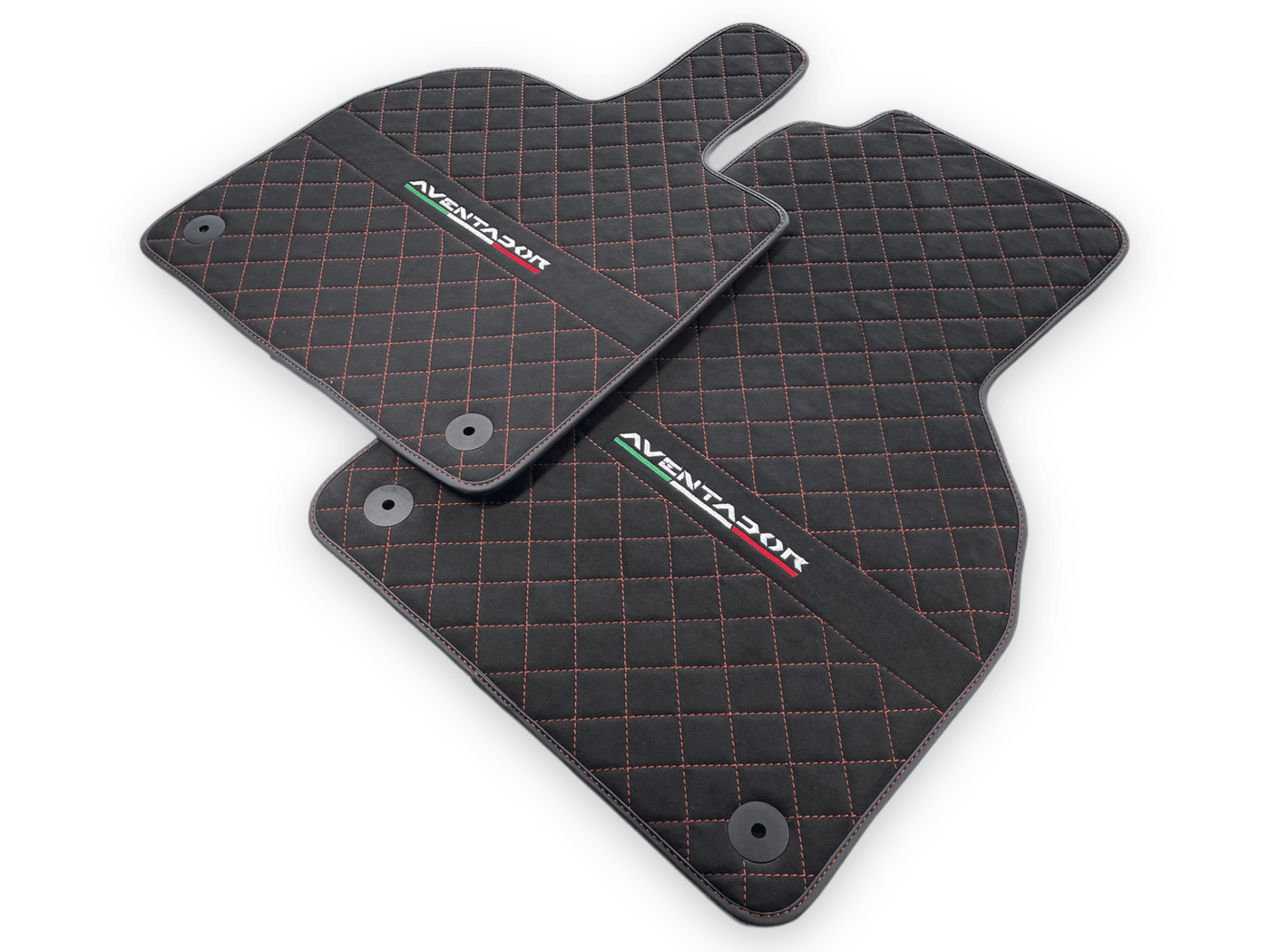 Alcantara Leather Floor Mats For Lamborghini Aventador | Red Stitching - AutoWin