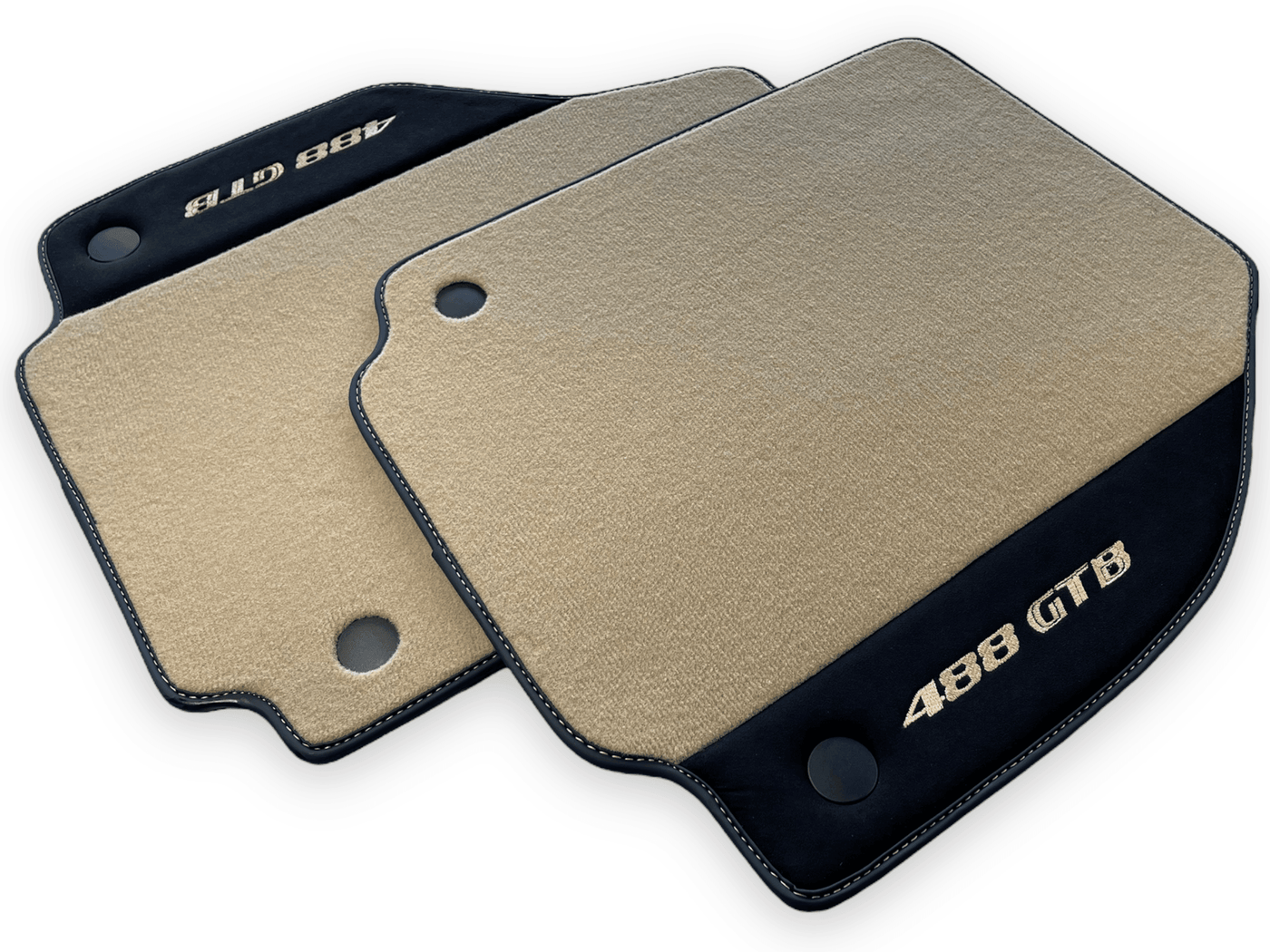 Beige Floor Mats For Ferrari 488 GTB 2016-2022 Carpets With Alcantara Leather - AutoWin