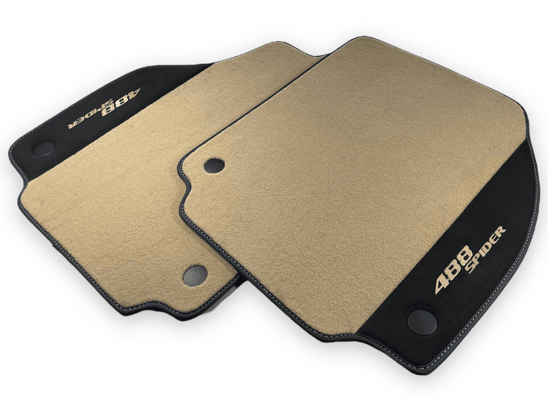 Beige Floor Mats For Ferrari 488 Spider 2015-2022 With Alcantara Leather - AutoWin