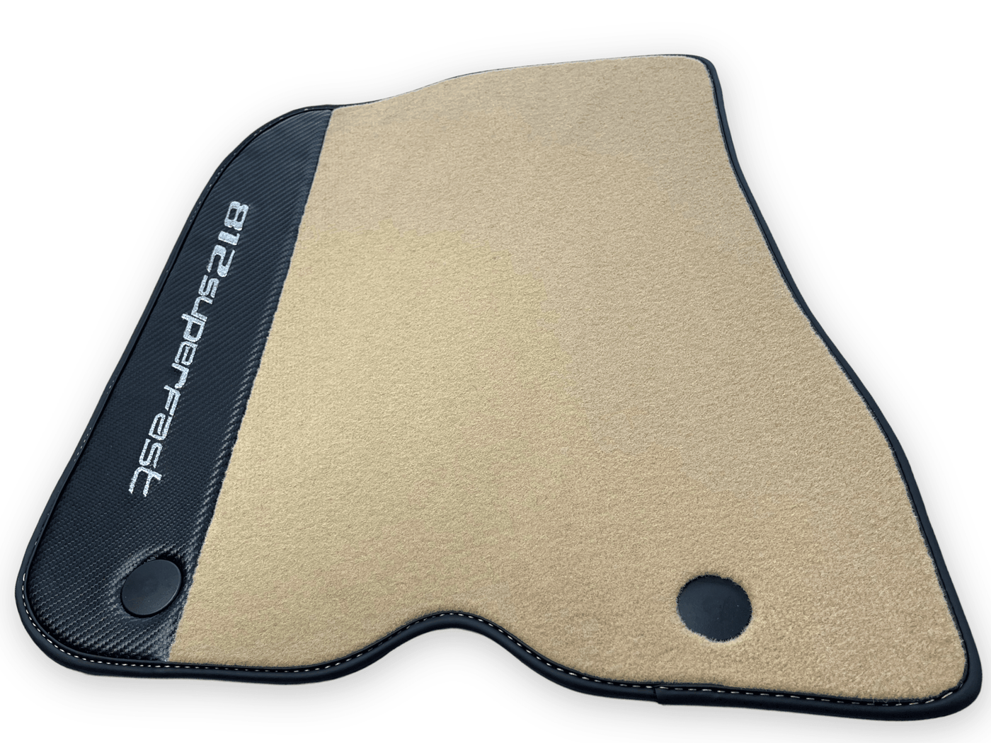 Beige Floor Mats For Ferrari 812 Superfast With Carbon Fiber Leather - AutoWin