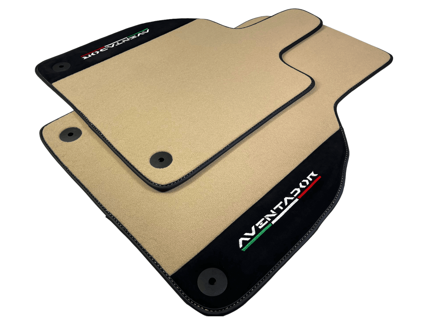 Beige Floor Mats for Lamborghini Aventador With Alcantara Leather - AutoWin
