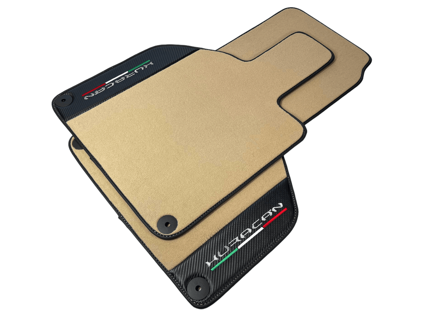 Beige Floor Mats for Lamborghini Huracan With Carbon Fiber Leather - AutoWin