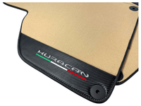Beige Floor Mats for Lamborghini Huracan With Carbon Fiber Leather - AutoWin