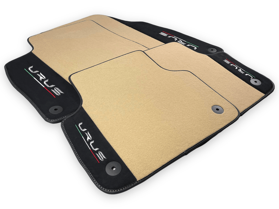 Beige Floor Mats For Lamborghini Urus With Alcantara Leather - AutoWin