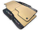 Beige Floor Mats For Lamborghini Urus With Carbon Leather - AutoWin