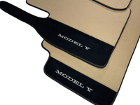Beige Floor Mats For Tesla Model Y With Alcantara Leather - AutoWin