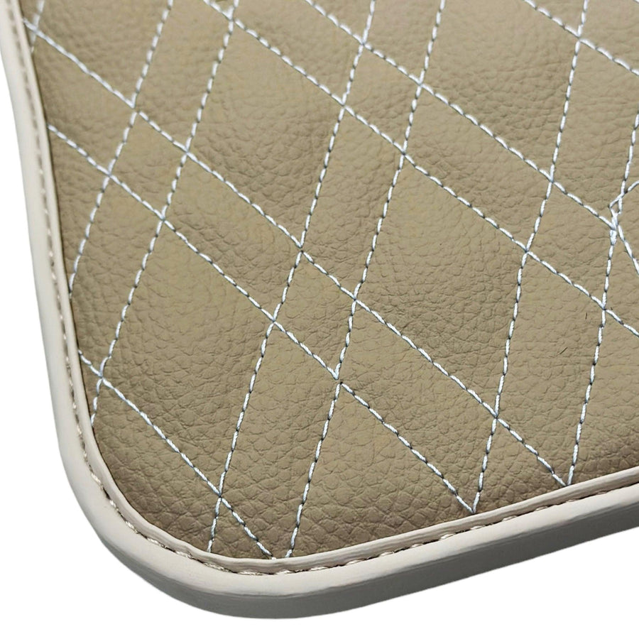 Beige Leather Floor Floor Mats For BMW X5 Series E70 - AutoWin