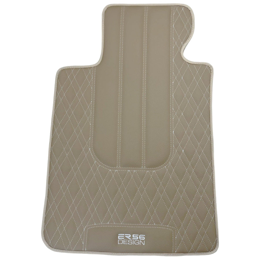 Beige Leather Floor Floor Mats For BMW X5 Series E70 - AutoWin