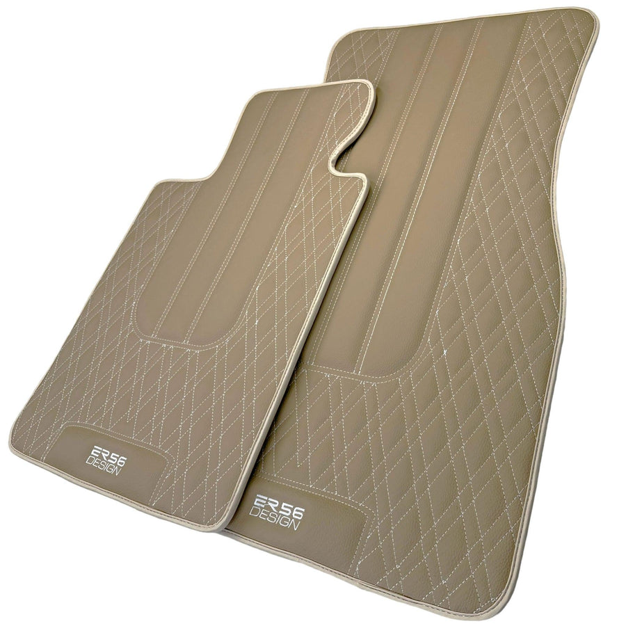 Beige Leather Floor Mats For BMW 5 Series E28 Sedan - AutoWin