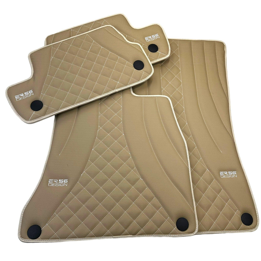 Beige Leather Floor Mats For Mercedes Benz CLA-Class X118 Shooting Brake (2020-2023) Hybrid| ER56 Design - AutoWin