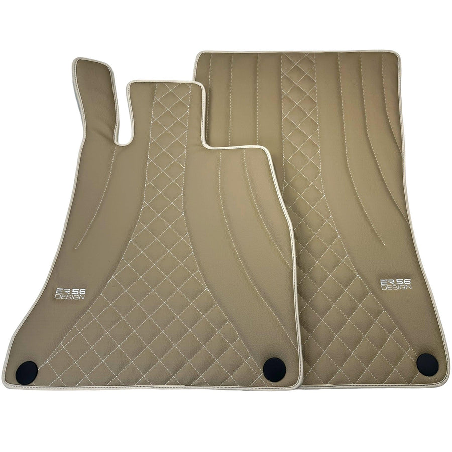 Beige Leather Floor Mats For Mercedes Benz E-Class W212 Sedan (2009-2013) | ER56 Design - AutoWin