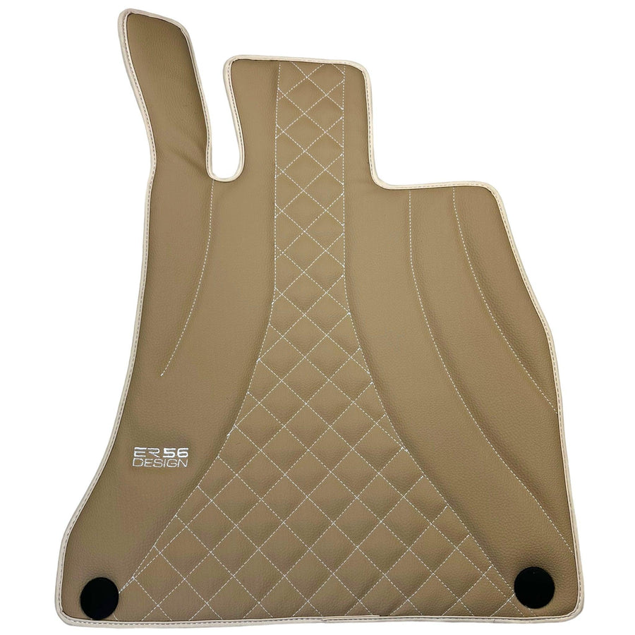 Beige Leather Floor Mats For Mercedes Benz E-Class W212 Sedan (2009-2013) | ER56 Design - AutoWin