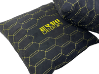 Black Alcantara Leather Pillows ER56 Design Set of 2 Yellow Sewing - AutoWin