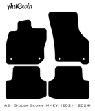 Black Floor Mats for Audi A3 - 5-door Sedan (MHEV) Mild Hybrid Electric Vehicle (2021 - 2024) | Fighter Jet Edition - AutoWin