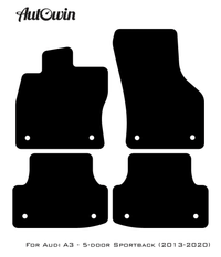 Black Floor Mats for Audi A3 - 5-door Sportback (2013-2020) | Fighter Jet Edition - AutoWin