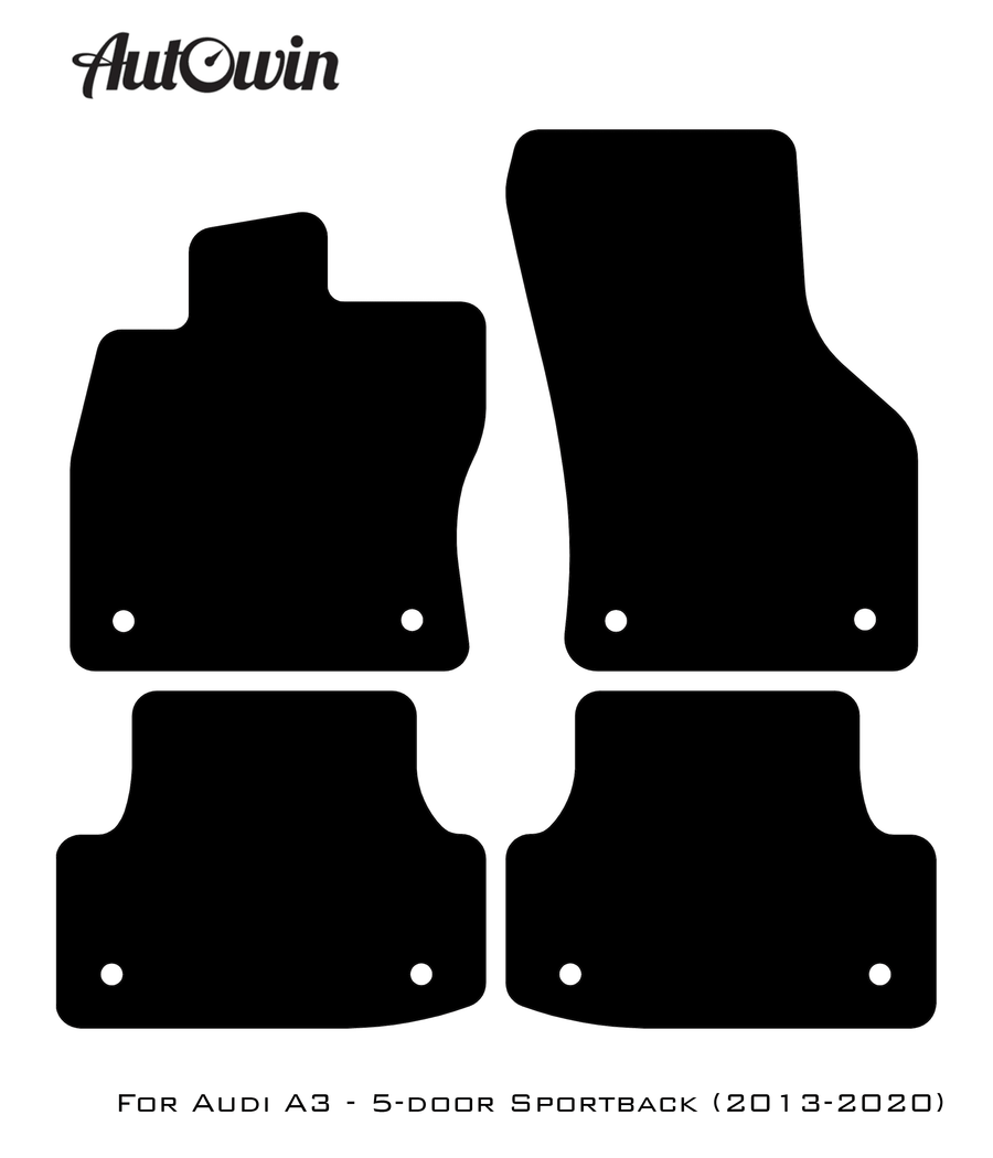 Black Floor Mats for Audi A3 - 5-door Sportback (2013-2020) | Fighter Jet Edition - AutoWin