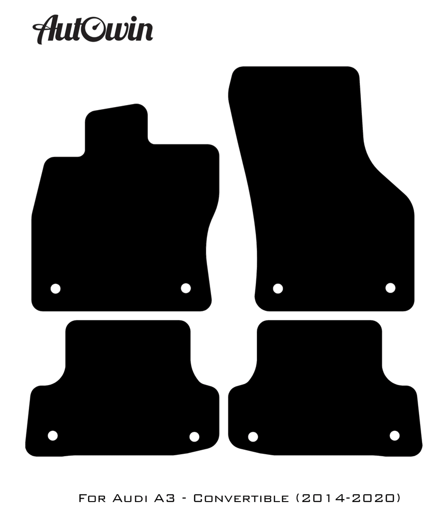 Black Floor Mats for Audi A3 - Convertible (2014-2020) With Orange Alcantara | ER56 Design - AutoWin