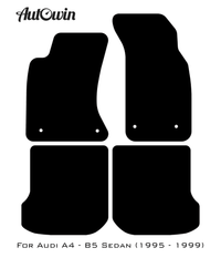 Black Floor Mats for Audi A4 - B5 Sedan (1995 - 1999) With Orange Alcantara | ER56 Design - AutoWin