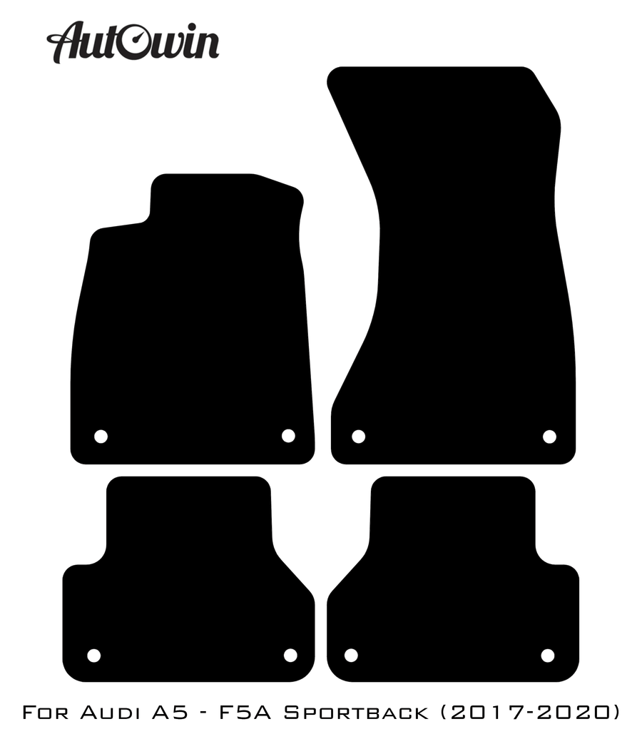 Black Floor Mats for Audi A5 - F5A Sportback (2017-2020) With Orange Alcantara | ER56 Design - AutoWin