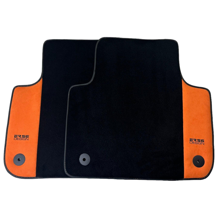 Black Floor Mats for Audi A6 - C5 Avant Facelift (2002-2004) With Orange Alcantara | ER56 Design - AutoWin