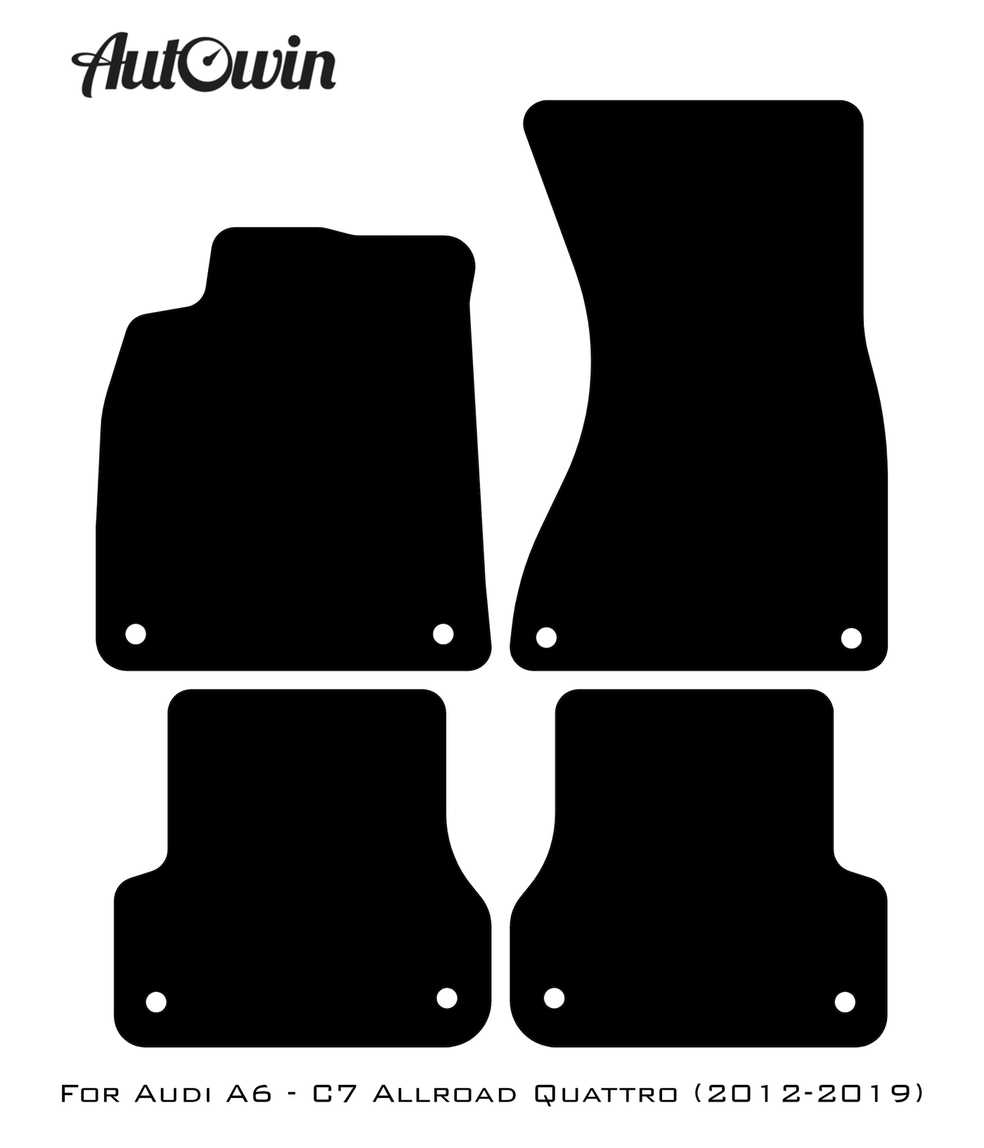 Black Floor Mats for Audi A6 - C7 Allroad Quattro (2012-2019) With Orange Alcantara | ER56 Design - AutoWin