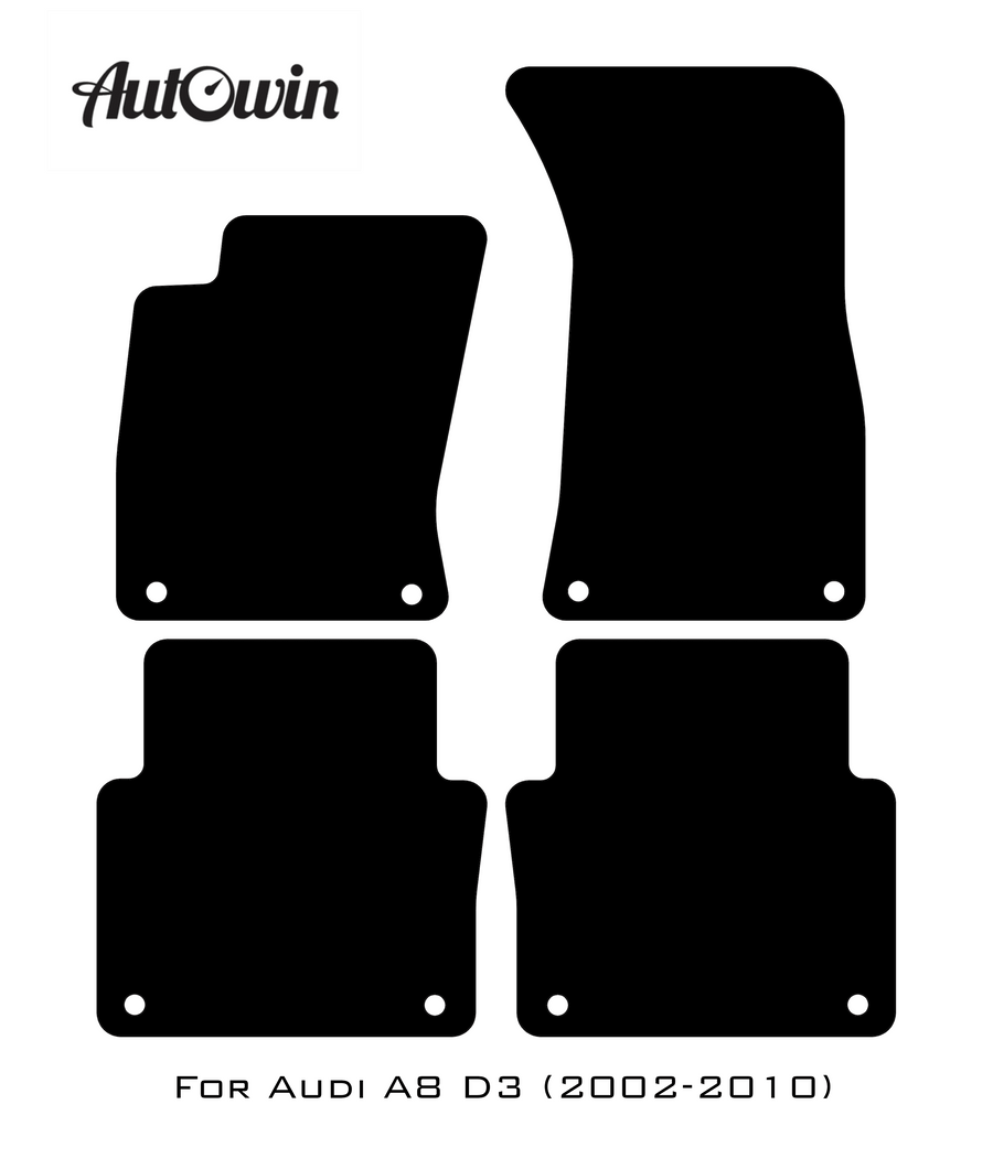 Black Floor Mats for Audi A8 D3 (2002-2010) | Fighter Jet Edition - AutoWin