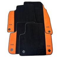 Black Floor Mats for Audi Q4 E-tron Sportback (2021-2024) With Orange Alcantara | ER56 Design - AutoWin