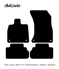 Black Floor Mats for Audi Q5 FYT Sportback (2021-2024) With Orange Alcantara | ER56 Design - AutoWin