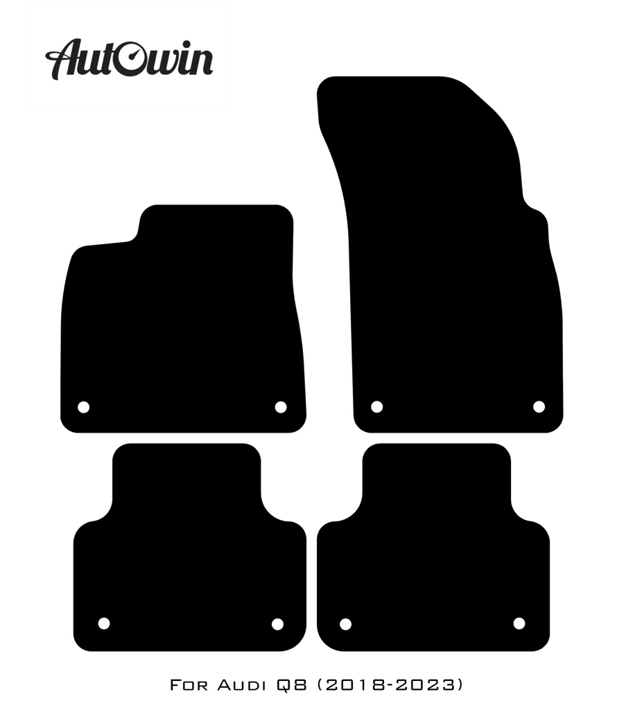 Black Floor Mats for Audi Q8 (2018-2023) With Orange Alcantara | ER56 Design - AutoWin