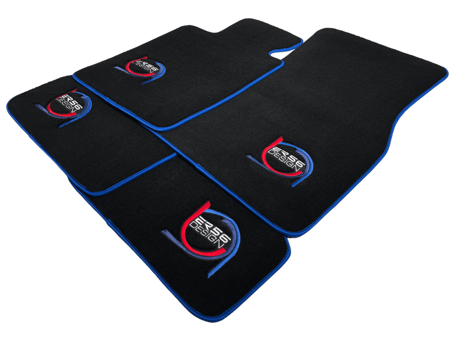 Black Floor Mats For BMW 3 Series E30 2-doors Coupe ER56 Design Limited Edition Blue Trim - AutoWin